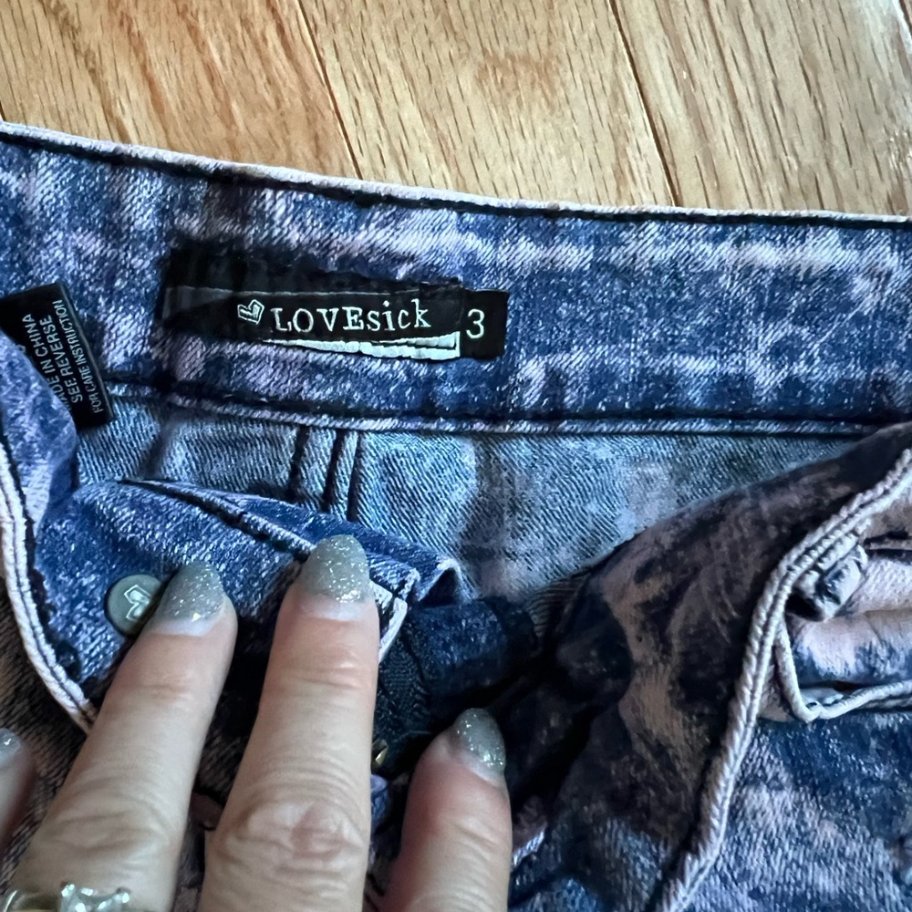 Pink acid wash, dark gray